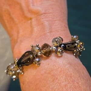 Faceted Bead & Glass Ladybug Bead Stretchy Bracelet